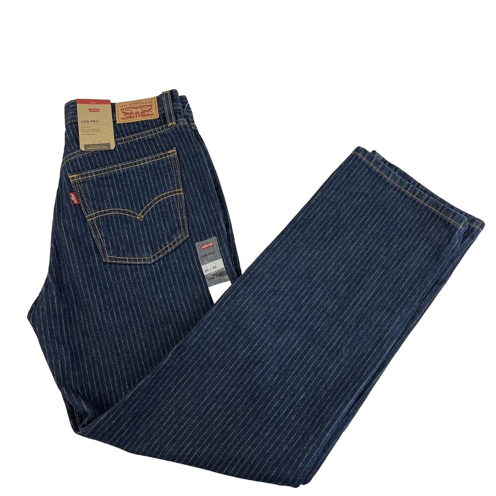 Levi's Blue Pinstripe Straight Leg Jeans